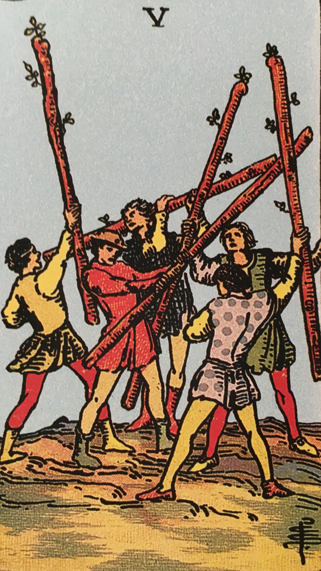 Significato della Carta dei Tarocchi Cinque di Bastoni