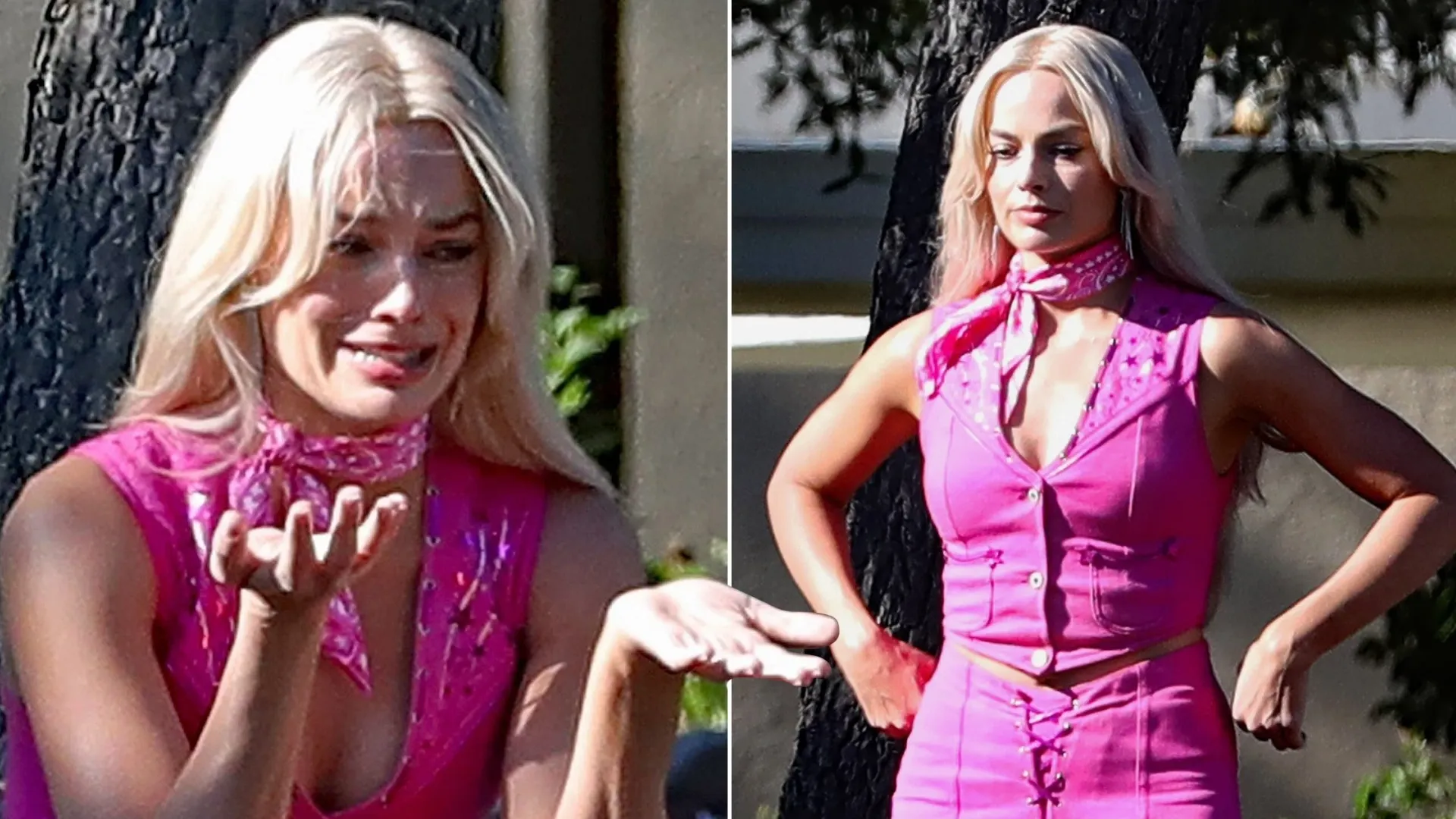 Margot Robbie sul set di Barbie