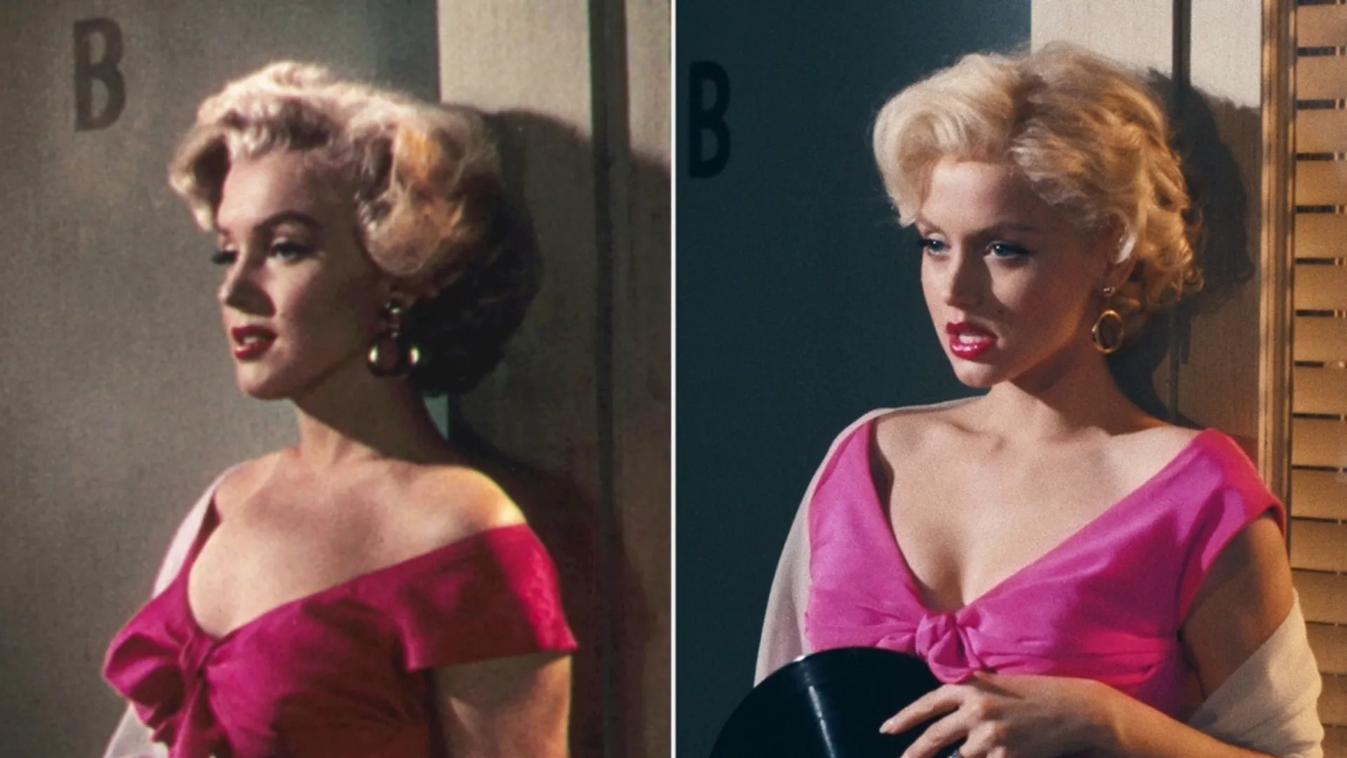 La vera Marylin Monroe e Ana de Armas nella sua immagine