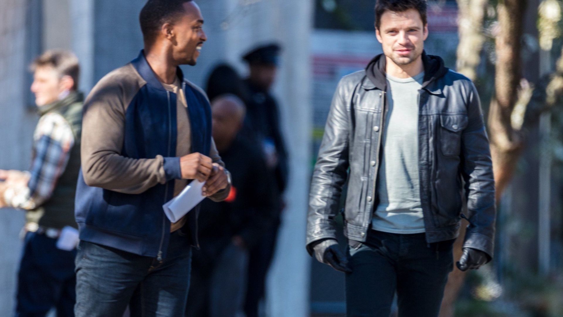 Sebastian Stan e Anthony Mackie sul set di The Falcon and the Winter Soldier