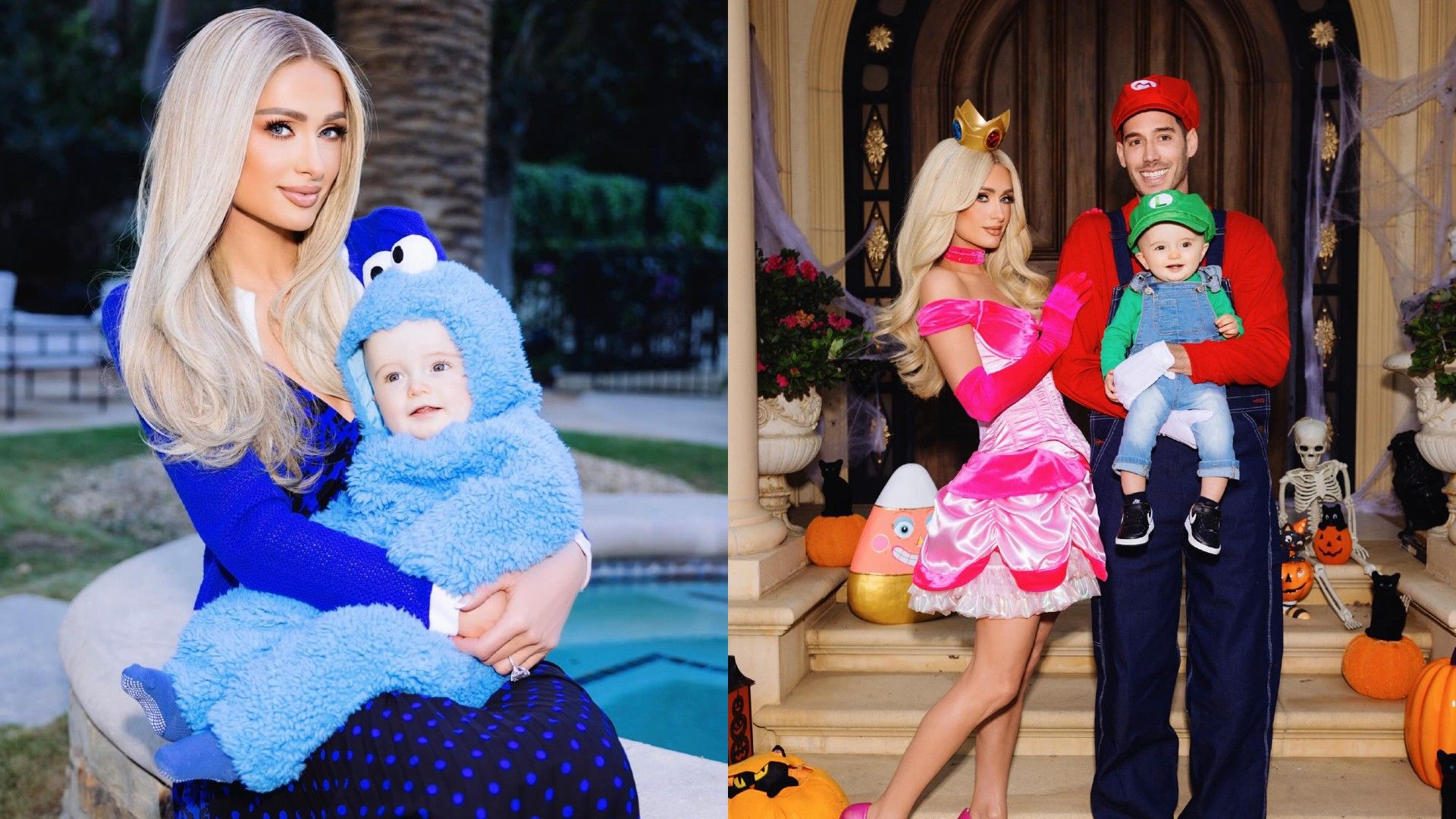 Paris Hilton con il marito e il figlio