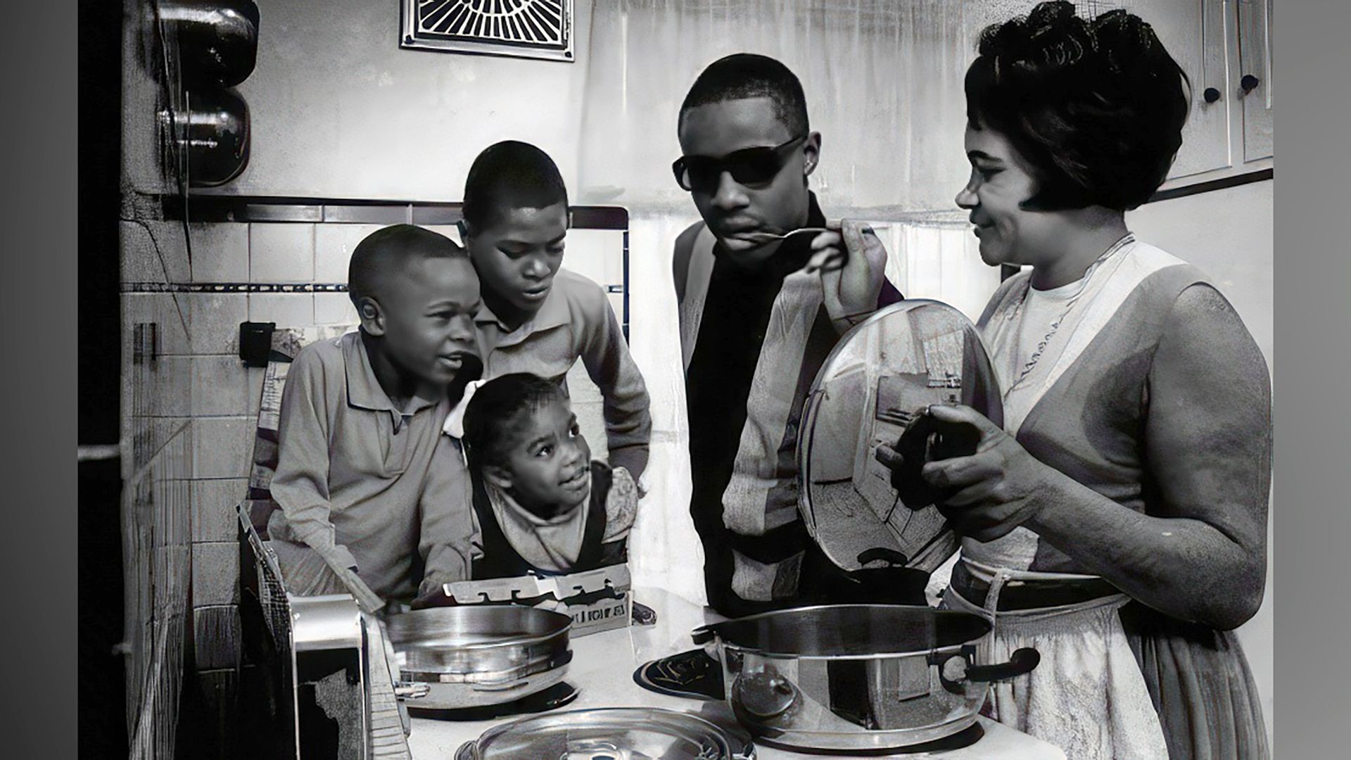 Stevie Wonder con la sua famiglia