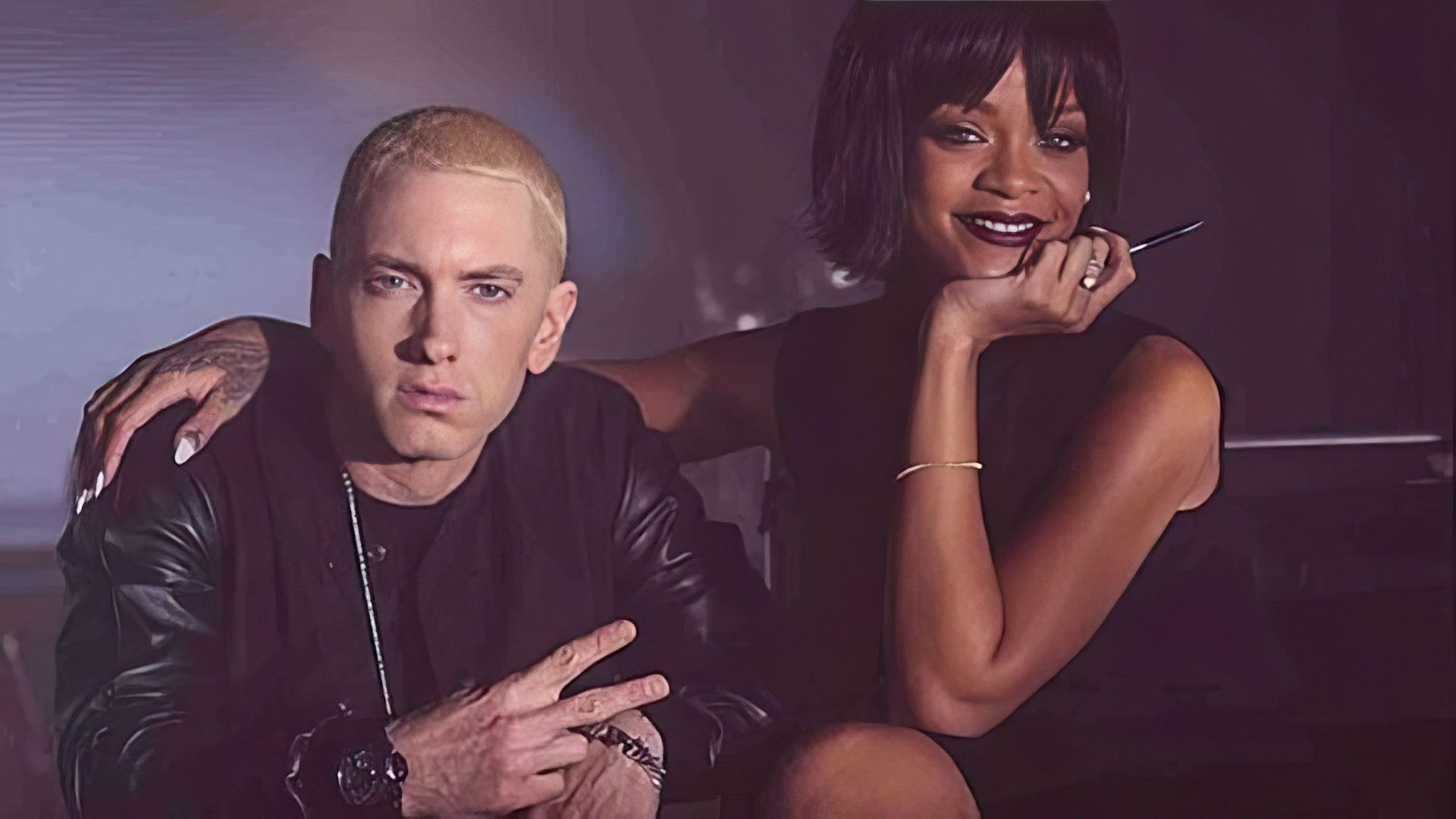 Rihanna ed Eminem sul set del video di 'The Monster'