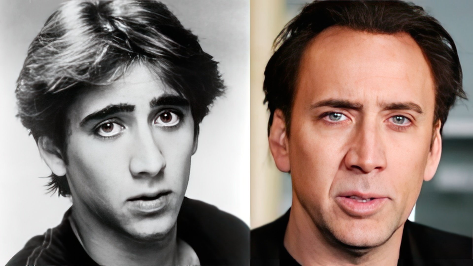Nicolas Cage in gioventù e oggi