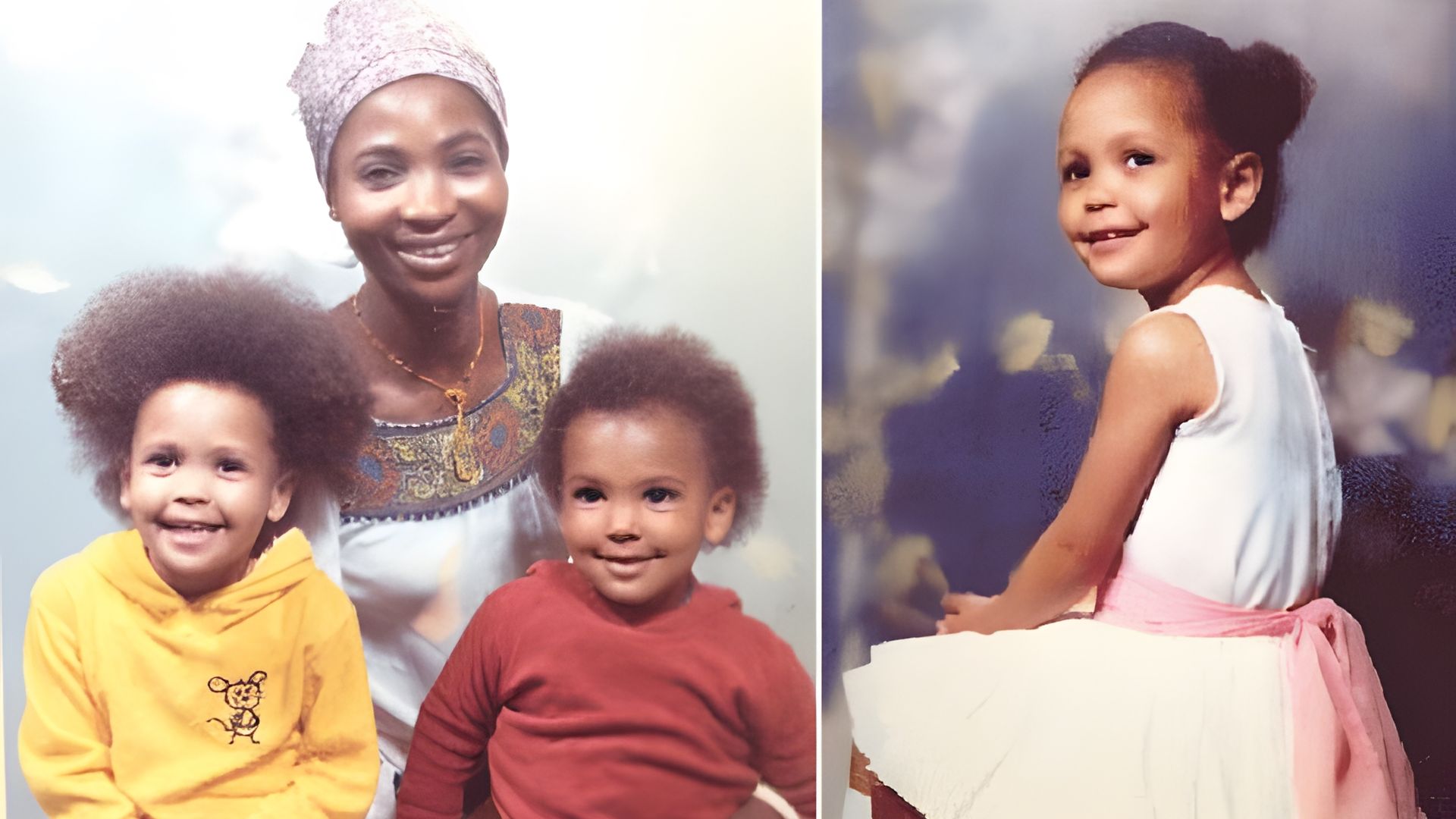 Thandiwe Newton bambina (con sua madre e suo fratello)