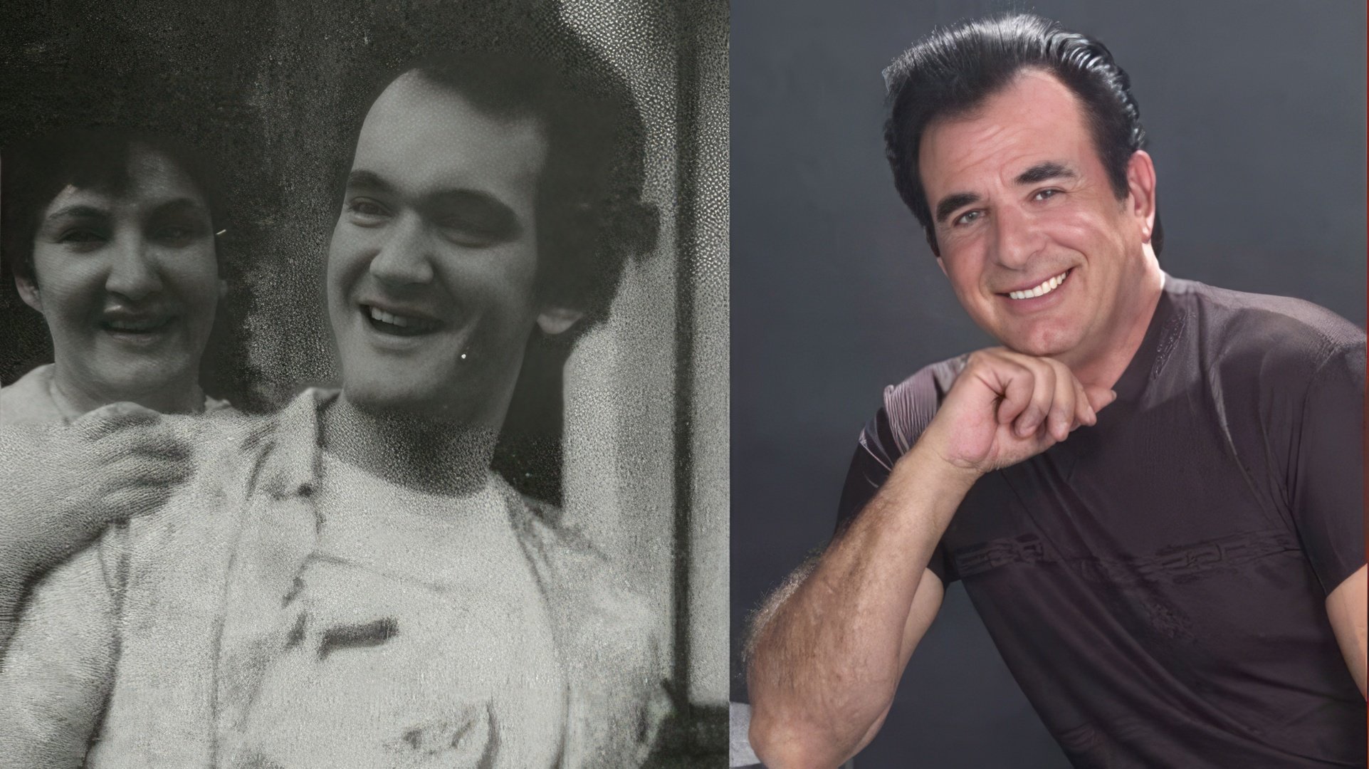 Sinistra: Quentin Tarantino con sua madre, destra: il padre di Quentin, Tony Tarantino