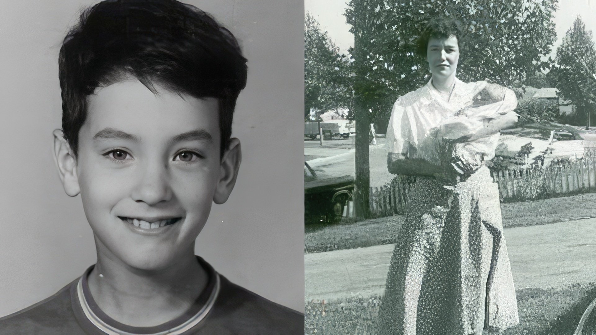 Tom Hanks da bambino (nella foto a destra con sua madre)