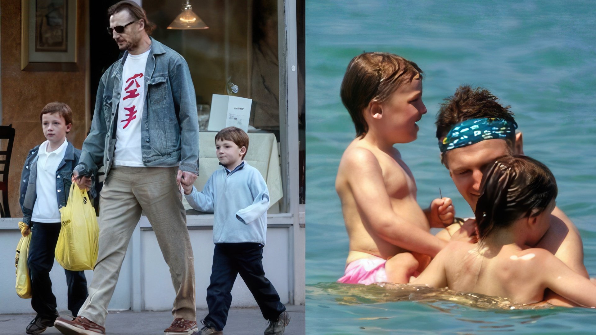 Liam Neeson con i suoi figli