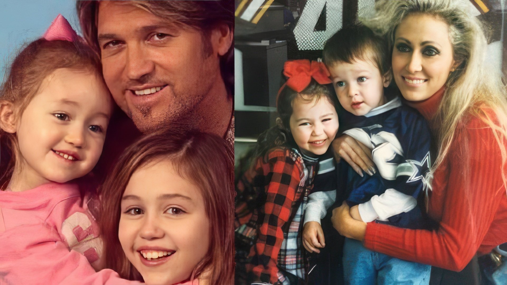 La piccola Miley Cyrus con i genitori, la sorella e il fratello