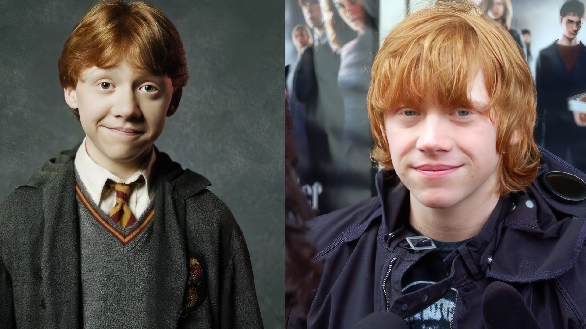 Rupert Grint nella prima e nell'ultima parte di 'Harry Potter'