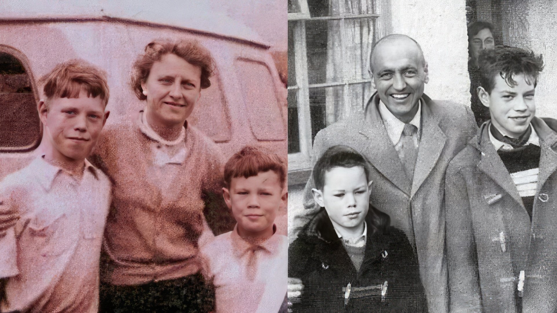 Mick Jagger con i suoi genitori e il fratello minore