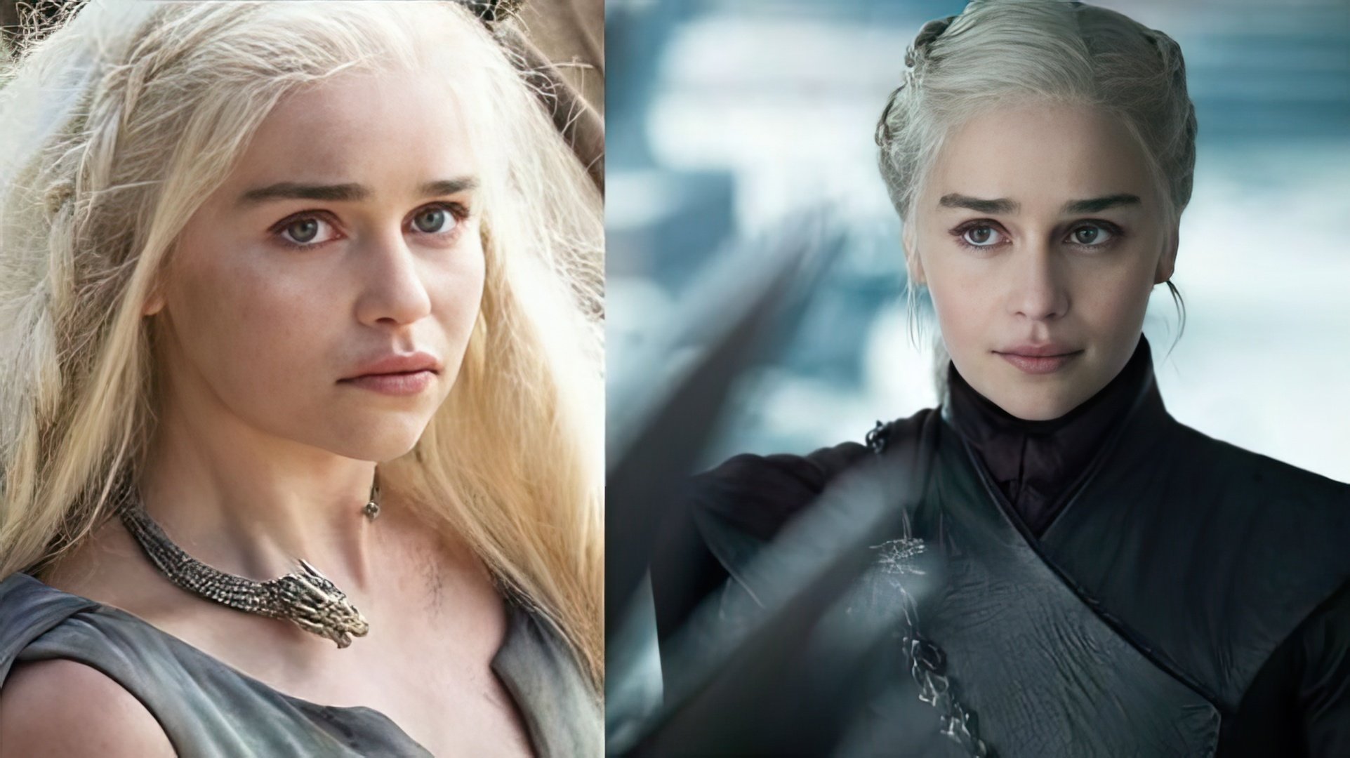 Emilia Clarke nella prima e nell'ultima stagione de "Game of Thrones"