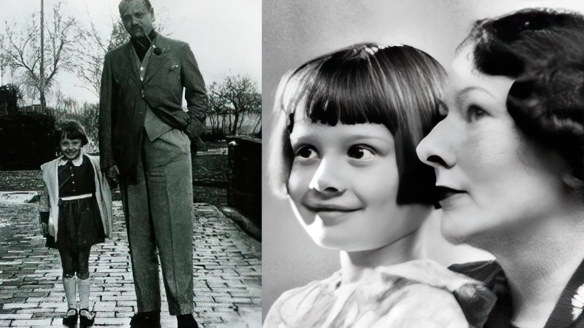 Audrey Hepburn con il padre e la madre