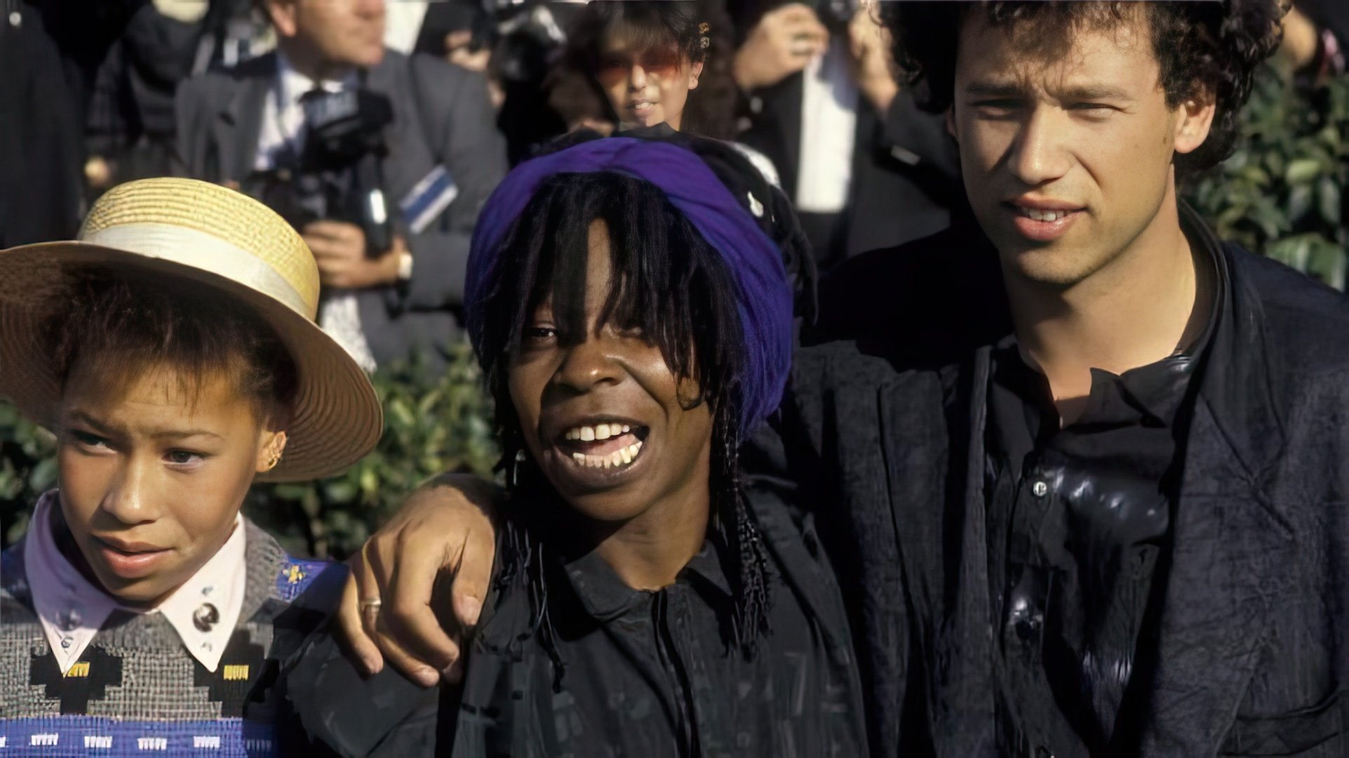 Whoopi Goldberg con la figlia Alex e il secondo marito David Claessen