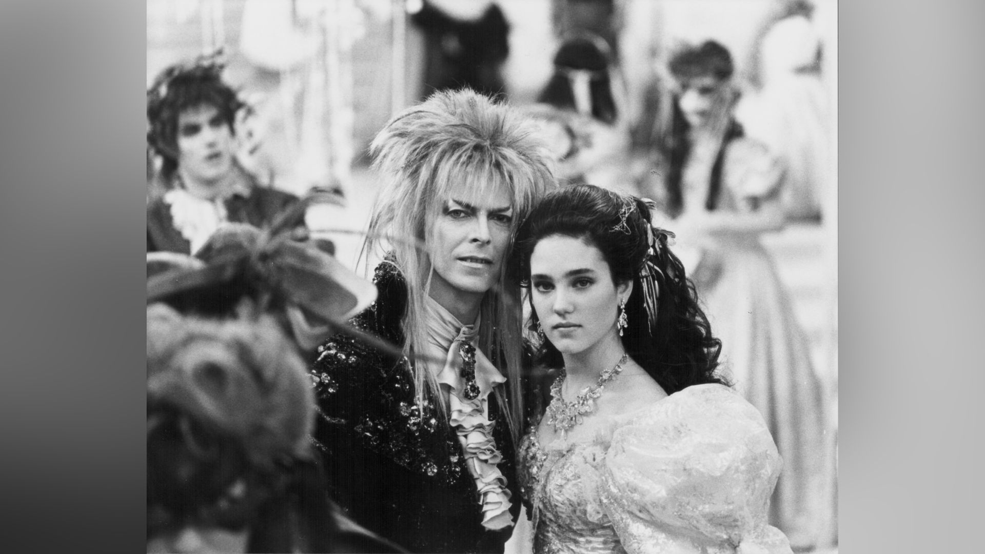 Jennifer Connelly e David Bowie sul set di "Labyrinth"