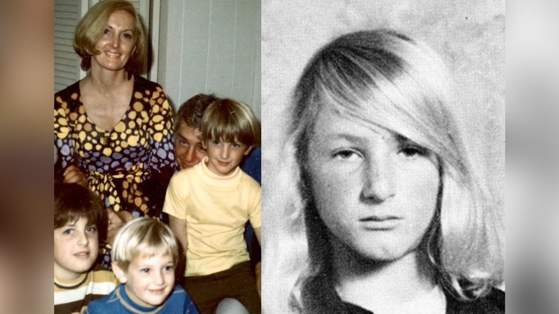 Collage: Sean Penn da bambino con i genitori e i fratelli; ritratto scolastico di Sean Penn
