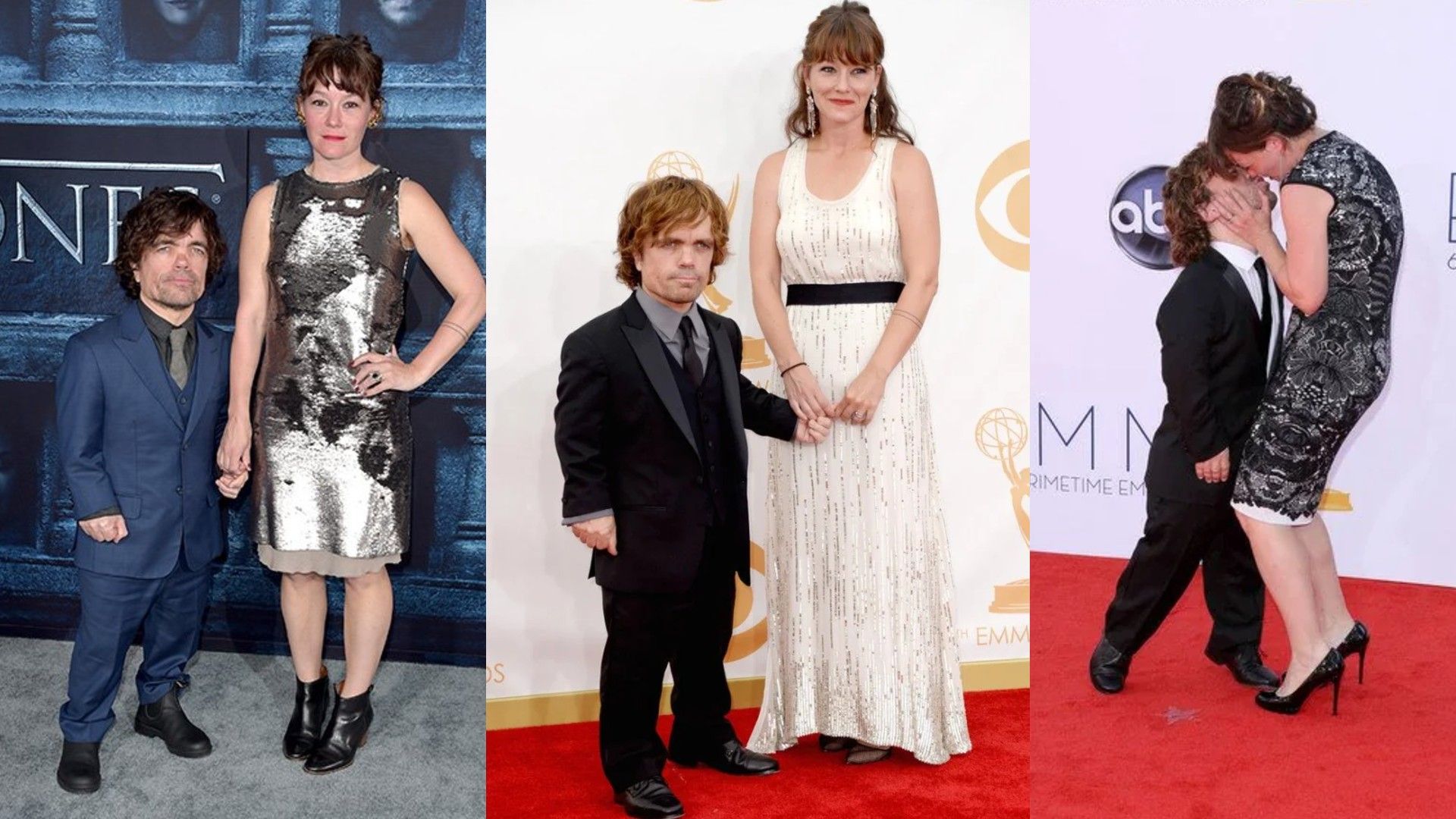 Peter Dinklage ed Erica Schmidt - foto insieme da eventi pubblici, un collage di tre immagini
