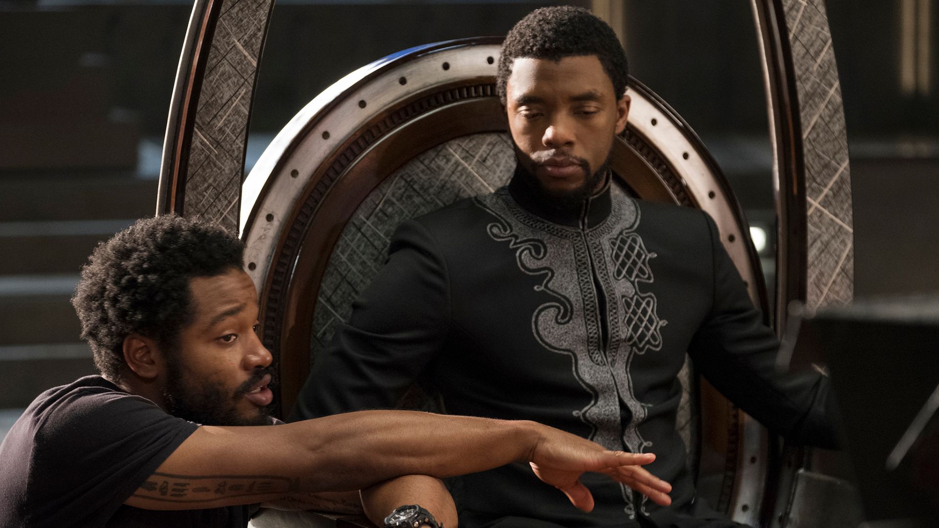 Ryan Coogler e Chadwick Boseman sul set di 'Black Panther'