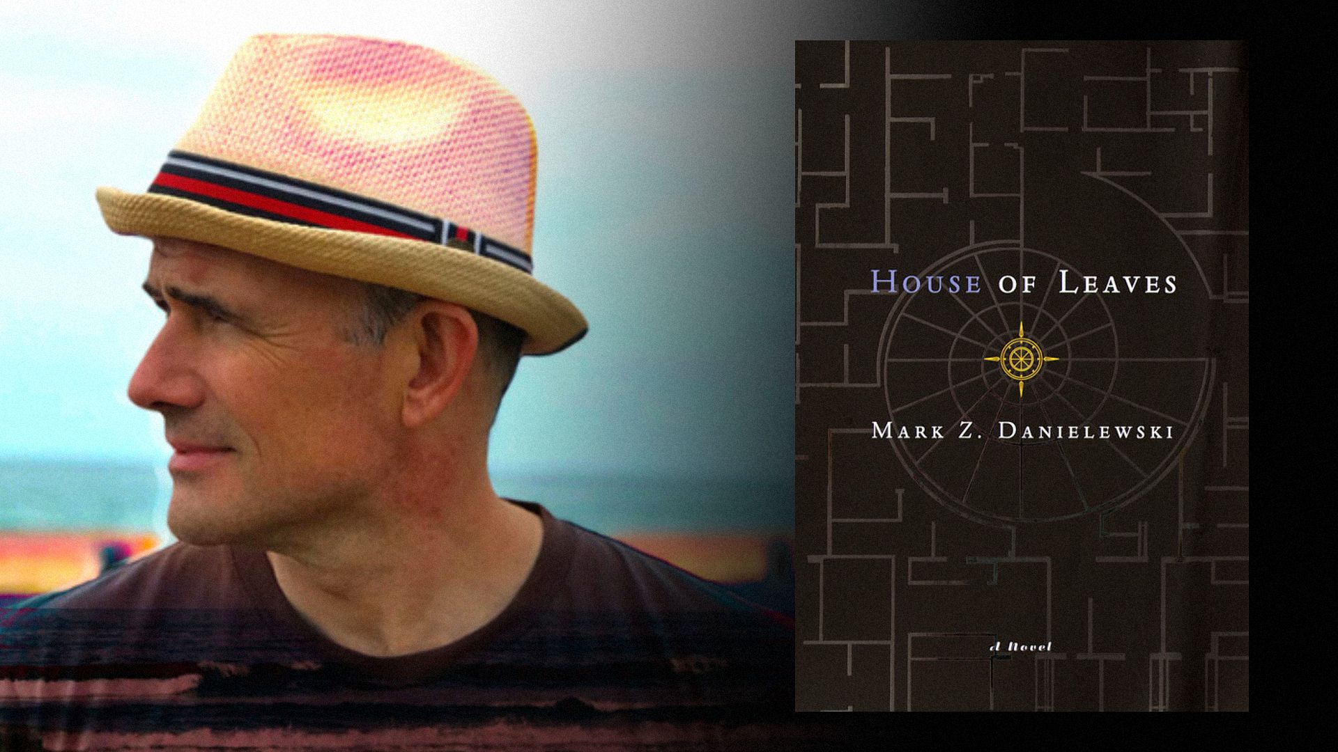 Lo scrittore Mark Danielewski con cappello e maglietta nera