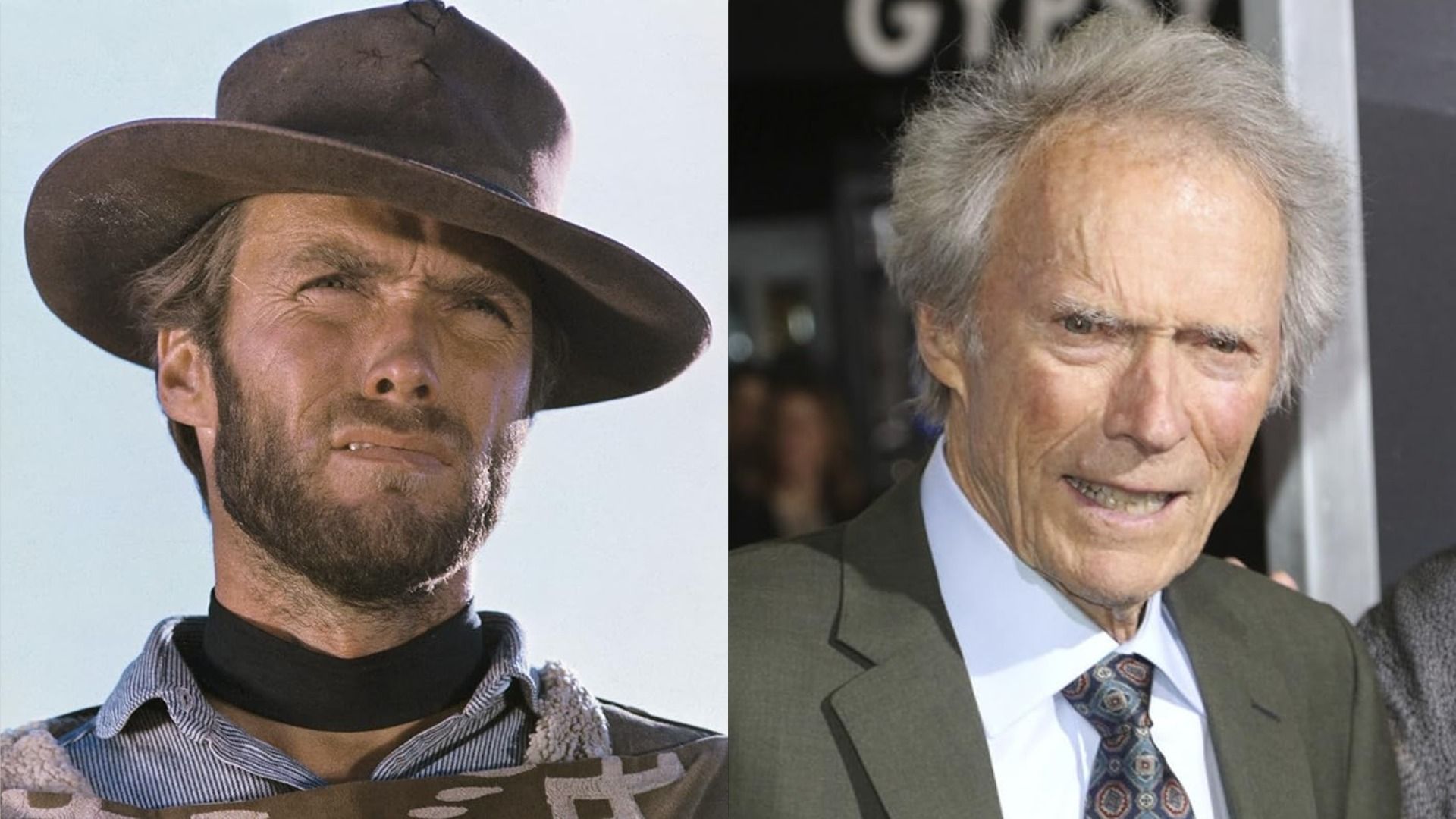 Attore e regista Clint Eastwood con un cappello contro il cielo e con una giacca verde sul tappeto rosso