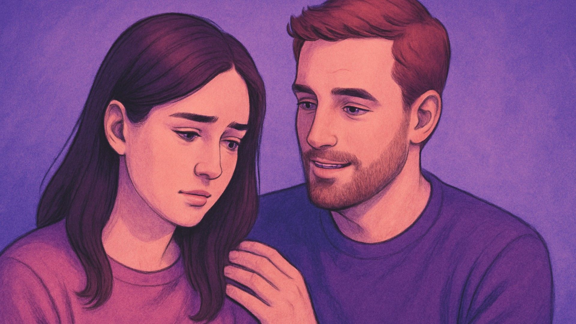 Partner che si tengono per mano — la mano del partner sulla spalla dell'altro, come simbolo di protezione e fiducia