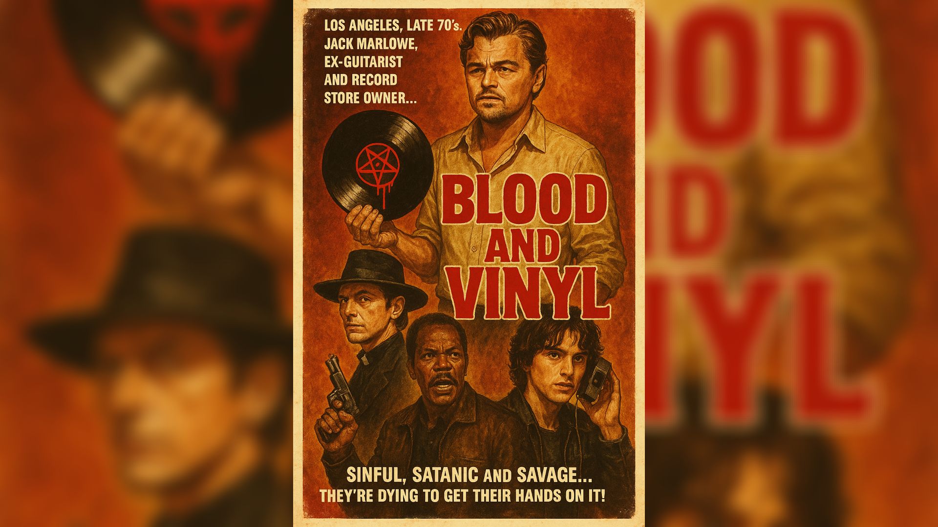 L'attore Leonardo DiCaprio illustrato mentre tiene un disco in vinile