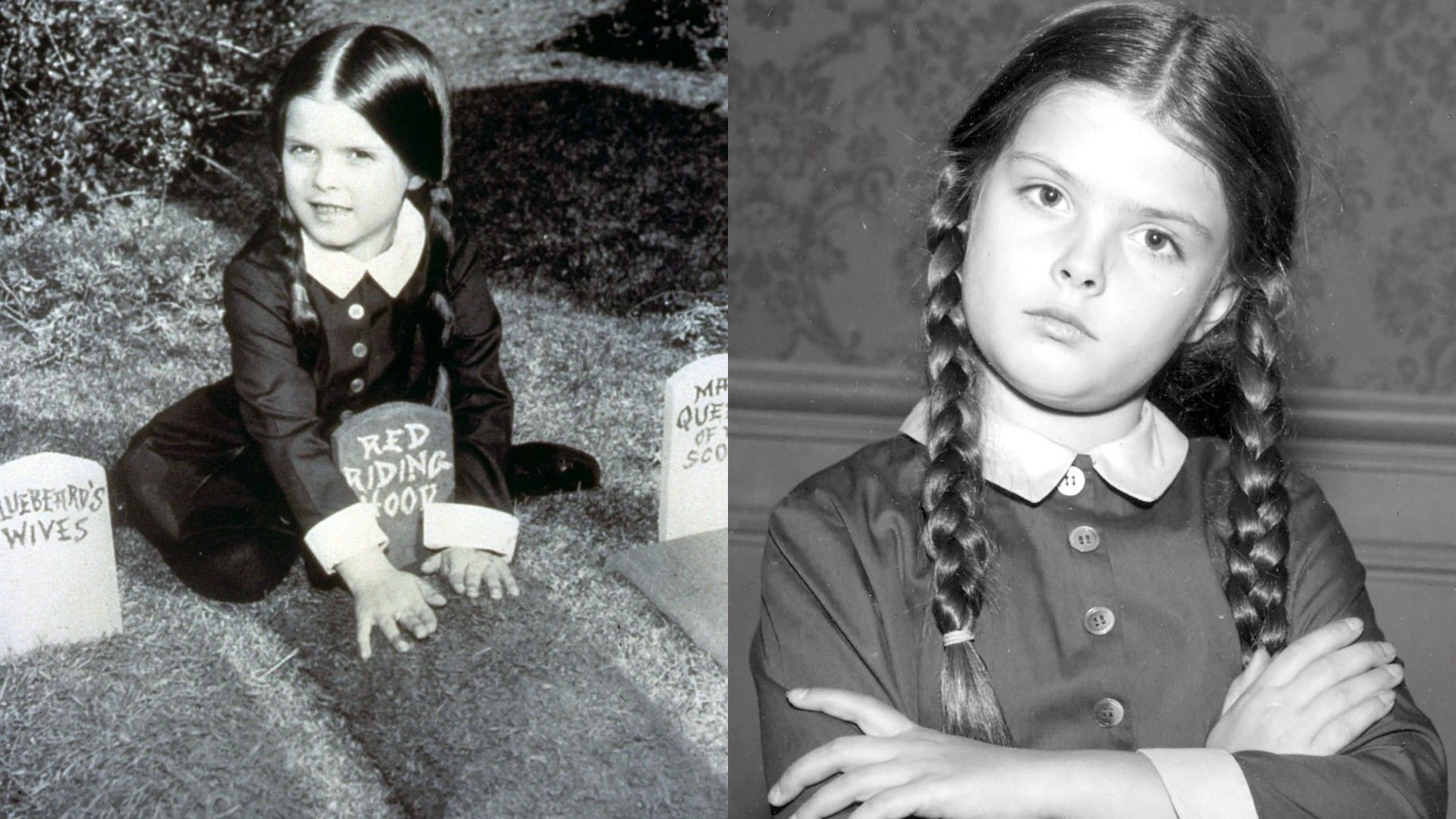 Lisa Loring da bambina nel ruolo di Wednesday Addams dalla serie degli anni '60 "The Addams Family"