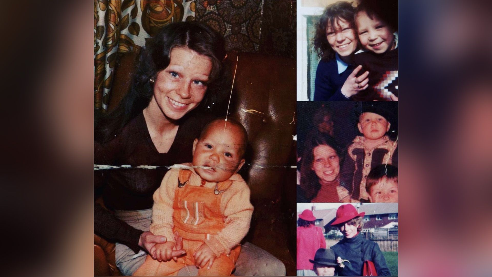 Collage di foto d'infanzia di Stephen Graham con sua madre