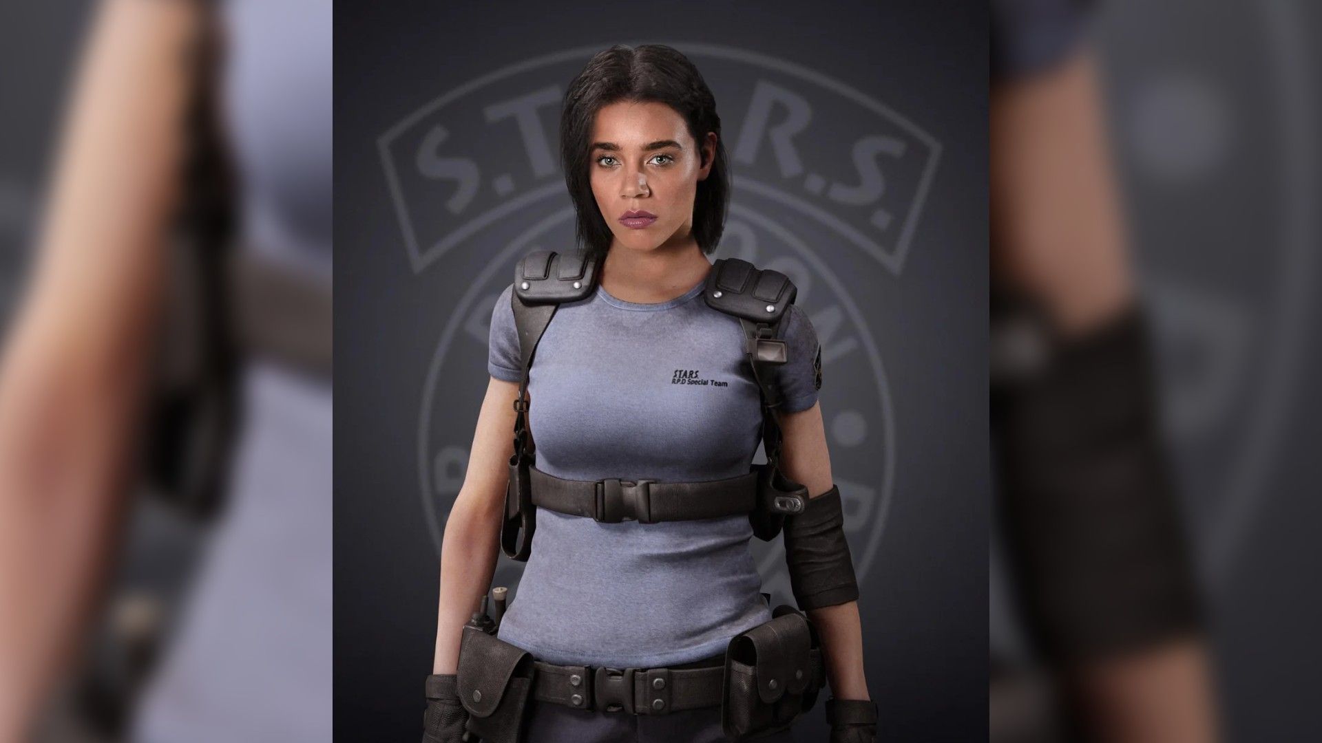 Hannah John-Kamen in equipaggiamento tattico, look per "Resident Evil"